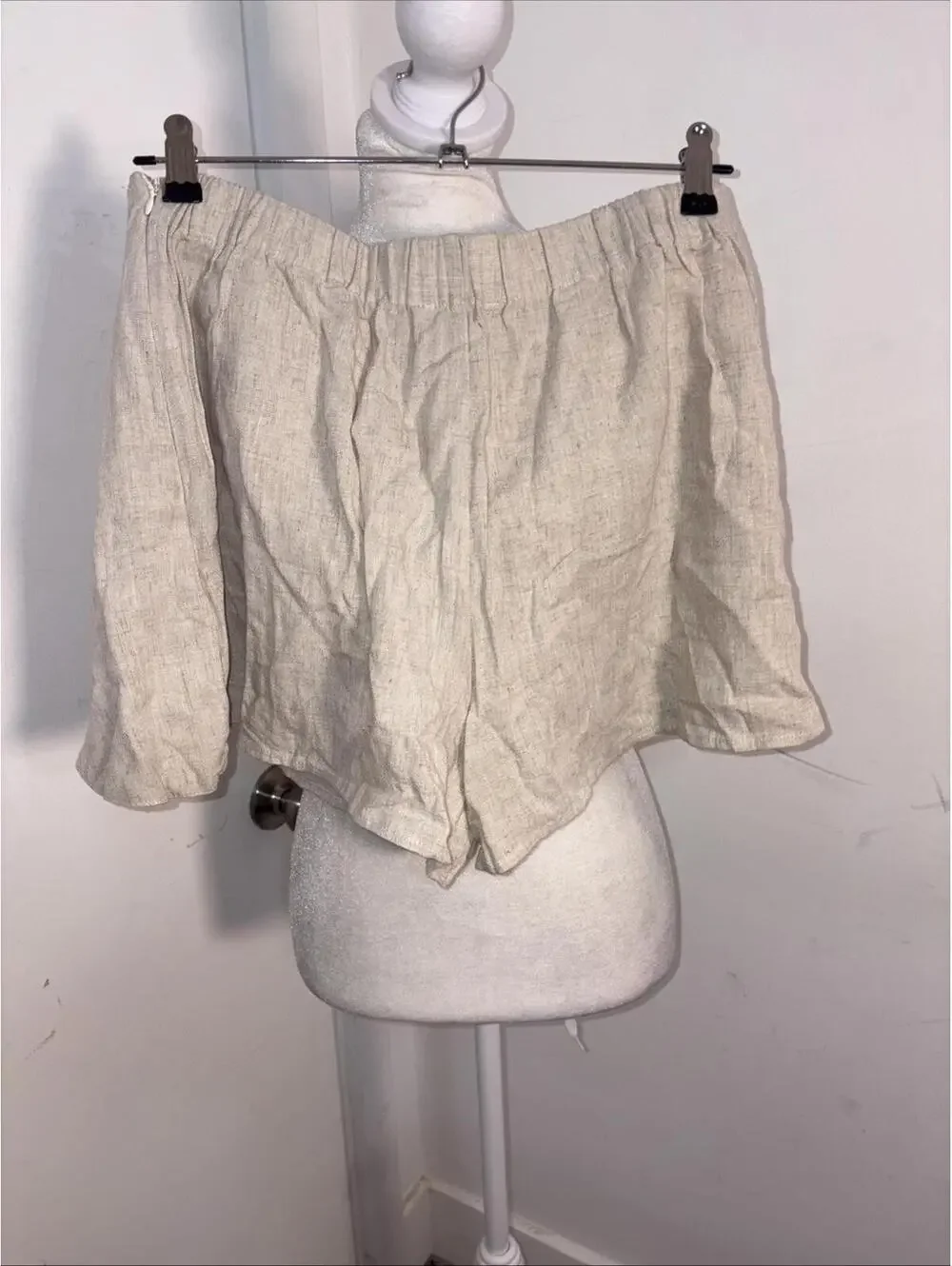 We:some Linen Blend Shorts, Front Tie Side Zipper Elastic Back Waist‎ Large NWT